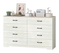 HOMCOM Cassettiera Moderna 8 Cassetti in Legno Grigio Chiaro e Noce 140x40x86 cm