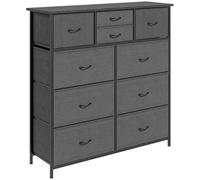 HOMCOM Cassettiera Moderna a 10 Cassetti in Tessuto non Tessuto, Acciaio e MDF, 100x30x100 cm, Nera