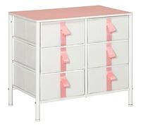 HOMCOM Cassettiera organizer in tessuto con 6 cassetti in tessuto, struttura in metallo e piano in legno, armadio per camera dei bambini, soggiorno, armadio, corridoio, rosa