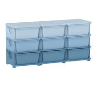 HOMCOM Cassettiera per Bambini 3-6 Anni 9 Cassetti con Bordi Arrotondati, Mobile Cassettiera Moderna in PP, 113x37x56.5 cm, Blu Sfumato Aosom Italy