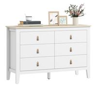 HOMCOM Cassettiera per Camera a 6 Cassetti con Maniglie in Finta Pelle Bianco