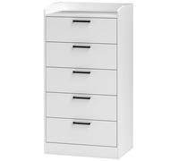 HOMCOM Cassettiera per Camera da Letto 5 Cassetti in Legno 60x40x114 cm Bianco