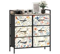 HOMCOM Cassettiera per camera da letto, cassettiera in tessuto con 6 cassetti, ripiano aperto e struttura in acciaio per soggiorno, corridoio, bianco