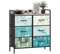 HOMCOM Cassettiera per camera da letto, cassettiera in tessuto con 6 cassetti, ripiano aperto e struttura in acciaio per soggiorno, corridoio, blu