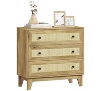 HOMCOM Cassettiera per camera da letto stretta con frontali in rattan e gambe rialzate Cassettiera per soggiorno ufficio 80x35x76 cm Naturale