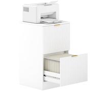 HOMCOM Cassettiera per ufficio con 2 cassetti Cassettiera per scrivania con frontali scanalati Cartella per formato A4 o lettera per studio 40x40x71 cm Bianco