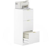 HOMCOM Cassettiera per ufficio con 3 cassetti Cassettiera per scrivania con frontali scanalati Cartella per formato A4 o lettera per studio 40x40x101 cm Bianco