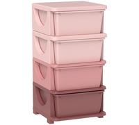 HOMCOM Cassettiera plastica 4 cassetti 4 livelli baule giocattoli Rosa