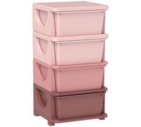 HOMCOM Cassettiera plastica 4 cassetti 4 livelli baule giocattoli Rosa | Camera bambini, sala giochi, camera da letto, unità porta giocattoli