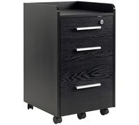 HOMCOM Cassettiera Portadocumenti a 3 Cassetti con Chiavi e 5 Ruote Nero