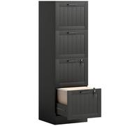 HOMCOM Cassettiera Portadocumenti a 4 Cassetti MDF 40x40x131 cm Nero