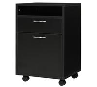 HOMCOM Cassettiera Portadocumenti da Ufficio in Legno Nero 2 Cassetti 4 Ruote