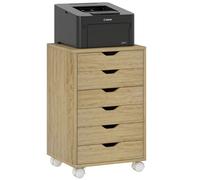 HOMCOM Cassettiera Scrivania Archivio Mobile con 6 Cassetti Ruote Guide Scorrevoli Silenziose per Ufficio Casa Rovere Aosom Italy
