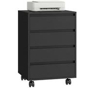 HOMCOM Cassetto da scrivania per ufficio, con ruote, 4 cassetti, colore: nero