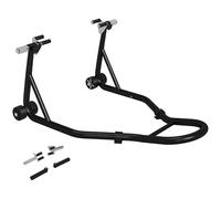 HOMCOM Cavalletto anteriore per moto Supporto di sollevamento per moto con braccio oscillante a U e a L, supporto di sollevamento universale per officina in acciaio nero