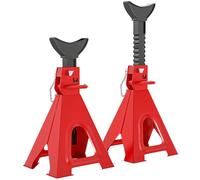 HOMCOM Cavalletto di sostegno da 6 tonnellate, 2 pezzi, con 2 alette di sicurezza, 13 livelli, regolabile in altezza da 375 mm a 592 mm, supporto per cric auto, supporto per officina, garage, rosso
