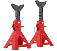 HOMCOM Cavalletto per cric 3 tonnellate di portata 2 pezzi Cavalletto di supporto incl. perno di sicurezza 10 gradini Altezza regolabile da 290 mm a 410 mm Cavalletti per cric auto per officina