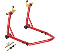 HOMCOM Cavalletto per Moto Capacità 544 kg Forcelle Regolabili e Rotelle Rosso