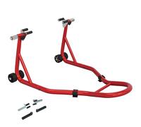 Homcom Cavalletto per moto Supporto anteriore universale in acciaio con forcelle a U e L per carico ruota da 10\" 17\" 18\" 200 kg Rosso