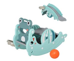 HOMCOM Cavallo a dondolo 3-in-1 per bambini,Scivolo Giocattolo per bambini 3-5 anni, in HDPE, Verde Aosom