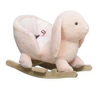 HOMCOM Cavallo a Dondolo a Forma di Coniglio con Suoni, Cavalluccio a Dondolo per Bambini 18-36 Mesi Interattivo, Rosa, 60x33x50cm