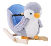 HOMCOM Cavallo a Dondolo Pinguino in Peluche con Musiche e Cintura Età 18 Mesi