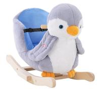 HOMCOM Cavallo a Dondolo a Forma di Pinguino in Peluche con 32 Musiche | Cintura di Sicurezza, Dondolo per Bambini da 18 Mesi