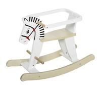 HOMCOM Cavallo a Dondolo Classico in Legno per Bambini 1-3 Anni con Bordo, Maniglie e Poggiapiedi, 68x26.5x48cm, Bianco