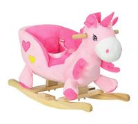 HOMCOM Cavallo a Dondolo con 32 Canzoni per Bambini da 18-36 Mesi Rosa