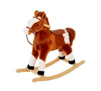HOMCOM Cavallo a Dondolo in Legno con Suono Animale Regalo Giocattolo per i Bambini, 74 x 28 x 65 cm, Marrone