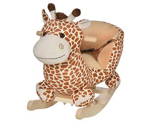 HOMCOM Cavallo a Dondolo in Legno Giraffa per i Bambini 60x33x45cm
