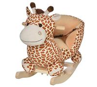 HOMCOM Cavallo a Dondolo in Legno Giraffa per i Bambini 60x33x45cm, Marrone