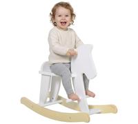 HOMCOM Cavallo a Dondolo in Legno per Bambini 1-3 Anni 68x26.5x48cm Bianco