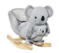 HOMCOM Cavallo a Dondolo Koala in Peluche con Suoni 60x33x50cm Grigio