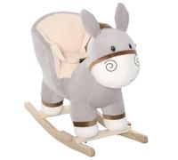 HOMCOM Cavallo a Dondolo Forma Asino per Bambini 18-36 Mesi Seduta Imbottita con Suono e Batterie Grigio Max.carico 40kg Aosom.it