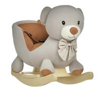 HOMCOM Cavallo a Dondolo per Bambini 18-36 Mesi a Forma di Orso, Grigio
