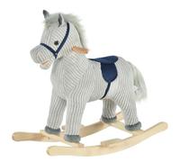HOMCOM Cavallo a Dondolo per Bambini 3-6 Anni Interattivo 73x35x64cm Grigio