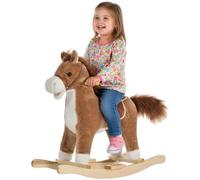 HOMCOM Cavallo a Dondolo per Bambini 36-72 Mesi Suoni Realistici, Marrone | Cavallino a Dondolo, Cavalluccio Giocattolo, 2 Batterie AA