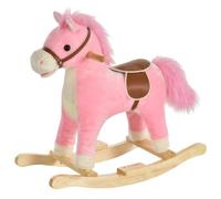 HOMCOM Cavallo a Dondolo per Bambini 36-72 Mesi Suoni Realistici, Rosa