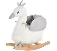 HOMCOM Cavallo a Dondolo per Bambini a Forma di Cigno Bianco e Grigio