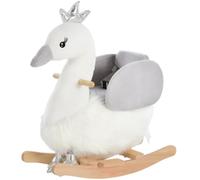 HOMCOM Cavallo a Dondolo per Bambini a Forma di Cigno Bianco e Grigio | Dondolo Giocattolo Cavalcabile, per Bambini 18-36 Mesi Max 40kg, Legno di Pioppo e Peluche