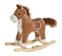 HOMCOM Cavallo a Dondolo per Bambini, Cavallino a Dondolo Bambini 36-72 Mesi, Cavalluccio Giocattolo con Suoni Realistici e 2 Batterie AA, Marrone