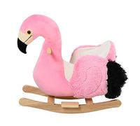 HOMCOM Cavallo a Dondolo per Bambini con Cinture di Sicurezza Rosa