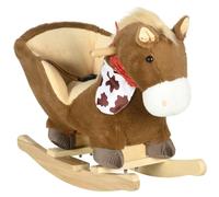 HOMCOM Cavallo a Dondolo per Bambini da 18-36 Mesi, Cavalluccio a Dondolo per Bambini Cavalcabile con Suoni Realistici, 60x33x50 cm, Marrone