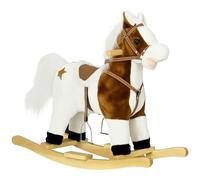 HOMCOM Cavallo a Dondolo per Bambini da 3-6 Anni, Gioco per Bambini Cavalcabile con Suoni in Peluche, 68x26x62cm, Marrone