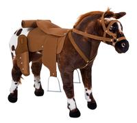 HOMCOM Cavallo Giocattolo per Bambini con Nitrito, Sella e Staffe Marrone