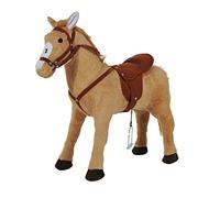HOMCOM Cavallo Giocattolo Sella, Briglie e Poggiapiedi 85x28x60 cm Beige