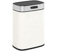 HOMCOM Cestino appeso 5L, push-open, bianco crema, 21.5x19.5x30 cm