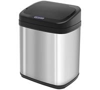 HOMCOM Cestino automatico per rifiuti 20L in acciaio inox con sensore a infrarossi Apertura automatica Cestino interno rimovibile e maniglia 33x25x42,5 cm Argento e nero