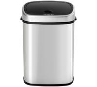HOMCOM Pattumiera Cestino Bidone con Coperchio a Sensore ad Infrarossi per Cucina Bagno Capacità 58L in Acciaio ABS 40.9 × 28.9 × 68cm